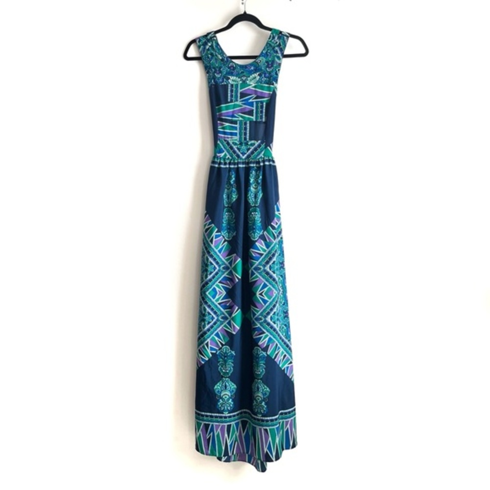 Lovers + Friends Kitty Cat Teal Maxi Dress Size Medium